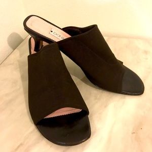 Donald Pliner Chocolate Brown Fabric block sandals